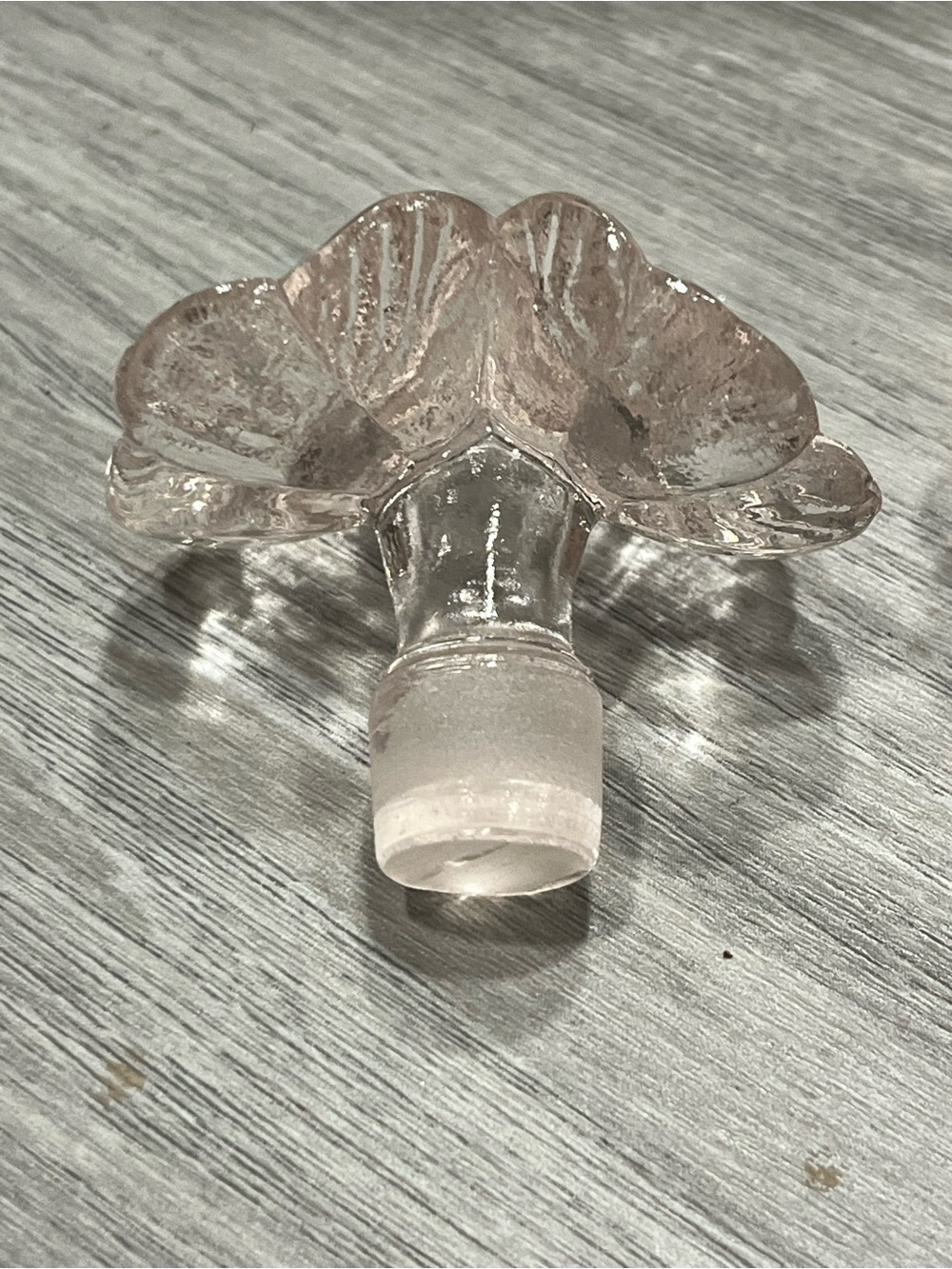 Vtg Pretty Pink Double Daisy Top Perfume Bottle with Ground Stopper 4.25", Empty - Picture 9 of 11